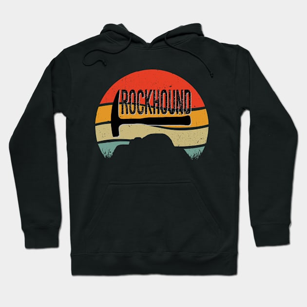 Rockhound Rock Pick Geology Hammer - Distressed Vintage Sunset Hoodie by Laura Rucker